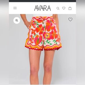 Avara MELISSA Floral RIC RAC Hem Drawstring Shorts MEDIUM